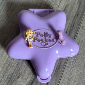 Polly Pocket Purple Star Case 1992 Fairy Fantasy COMPLETE with rare pink otter